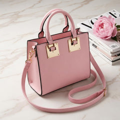 Rosvovo Square Leather Crossbody Bag for Women - Pink Mini Purse & Structured Handbag