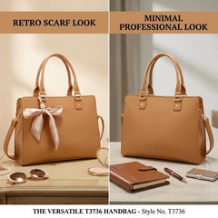 Rosvovo Genuine Leather Handbag for Women - Elegant Ribbon Bow Crossbody Bag with Adjustable Shoulder Strap & Scarf Accessory, Brown