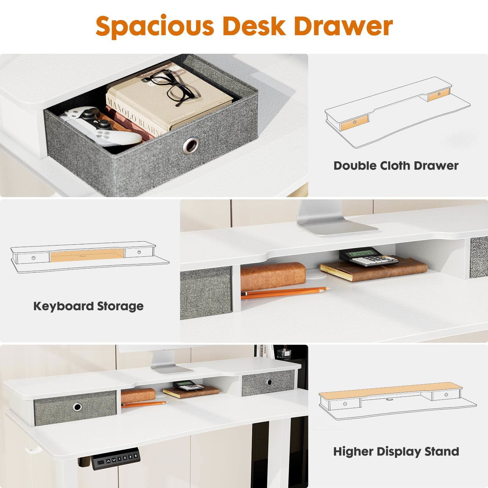 MyDepot Electric Standing Desk 
Spacious Desk Drawer