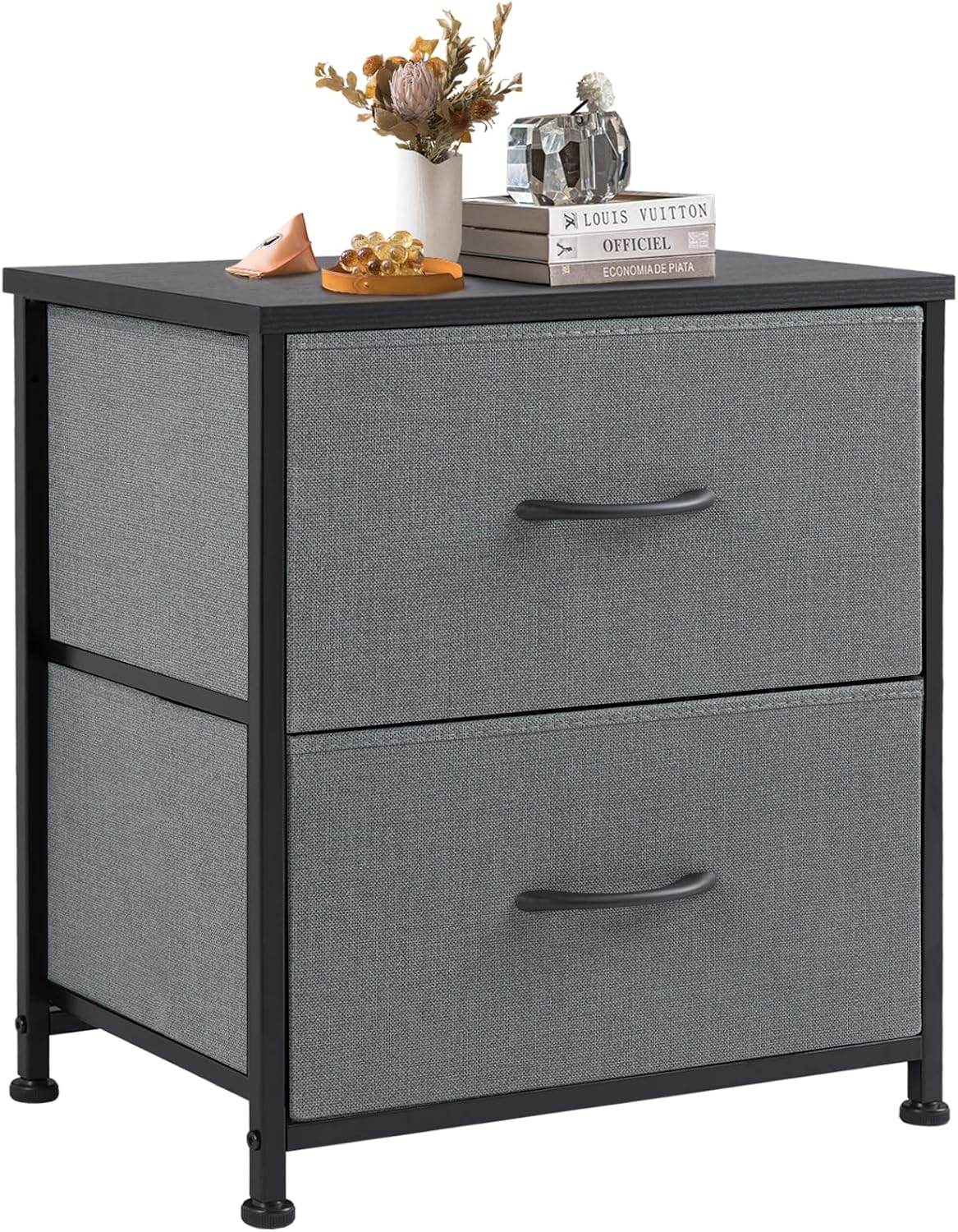 My Depot Nightstand with 2 Fabric Drawers 
Light Gray
SPMD-CAB-2BC-GY