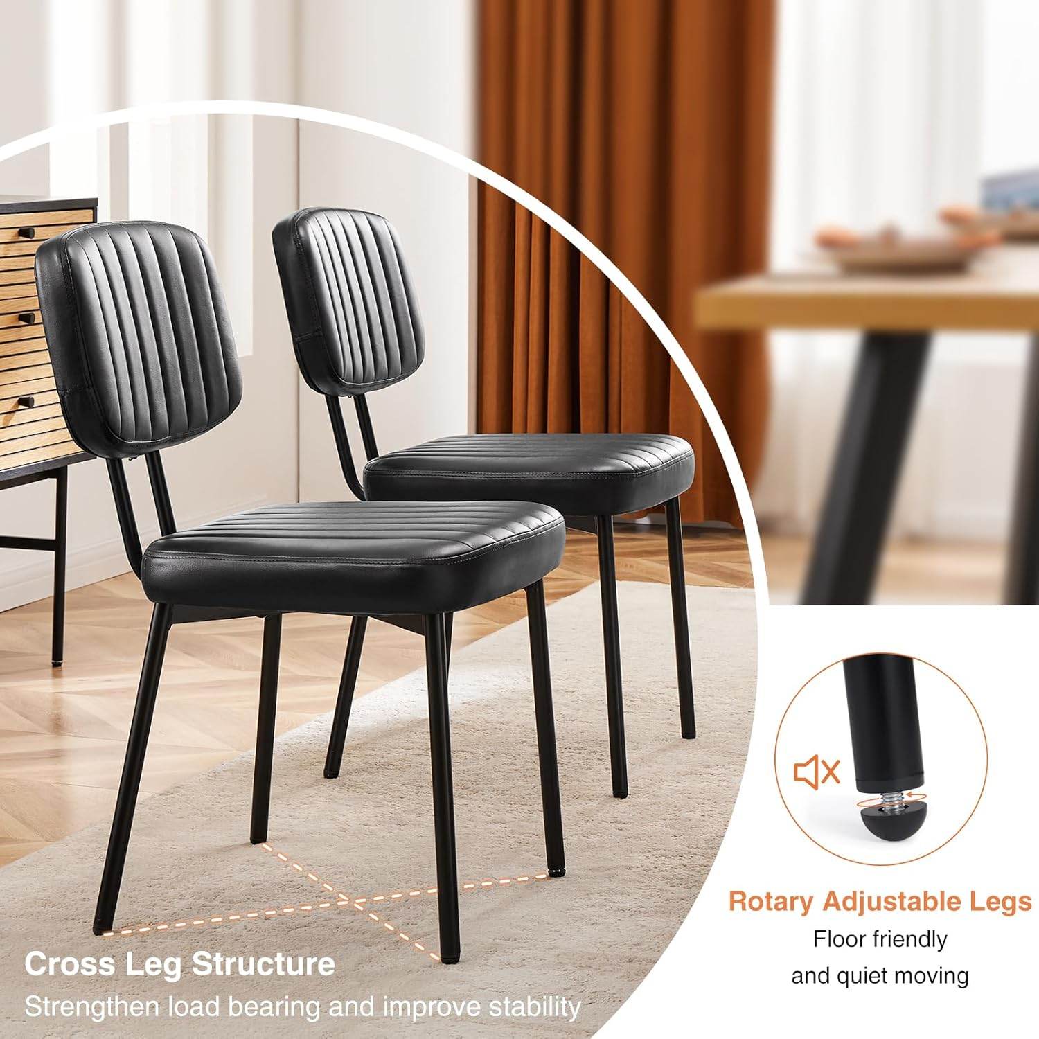 MyDepot Dining Chairs Set 
Cross Leg Structure
Rotary Adjustable Legs