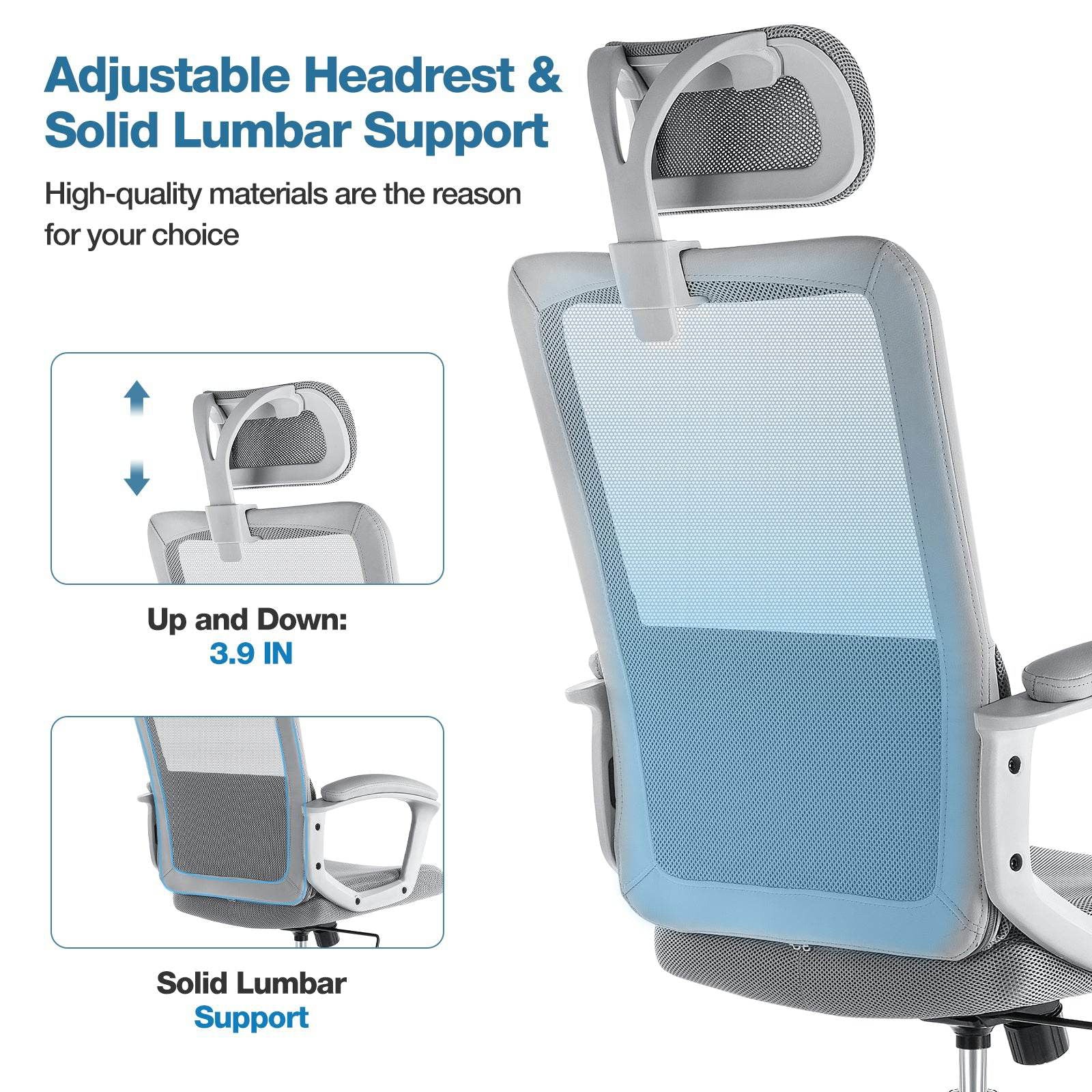 MyDepot Ergonomic Mesh Office or Computer Chair 
Adjustable Headrest &Solid Lumbar Support