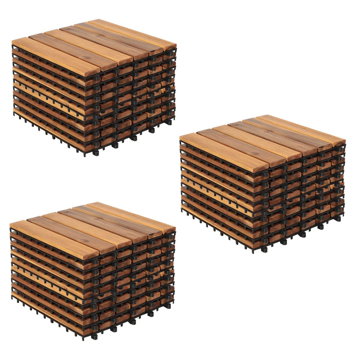 My Depot Outdoor Decking 12 in. W x 12 in. L Square Patio Natural Color Wood Interlocking Flooring Deck Tiles Straight Pattern - My Depot