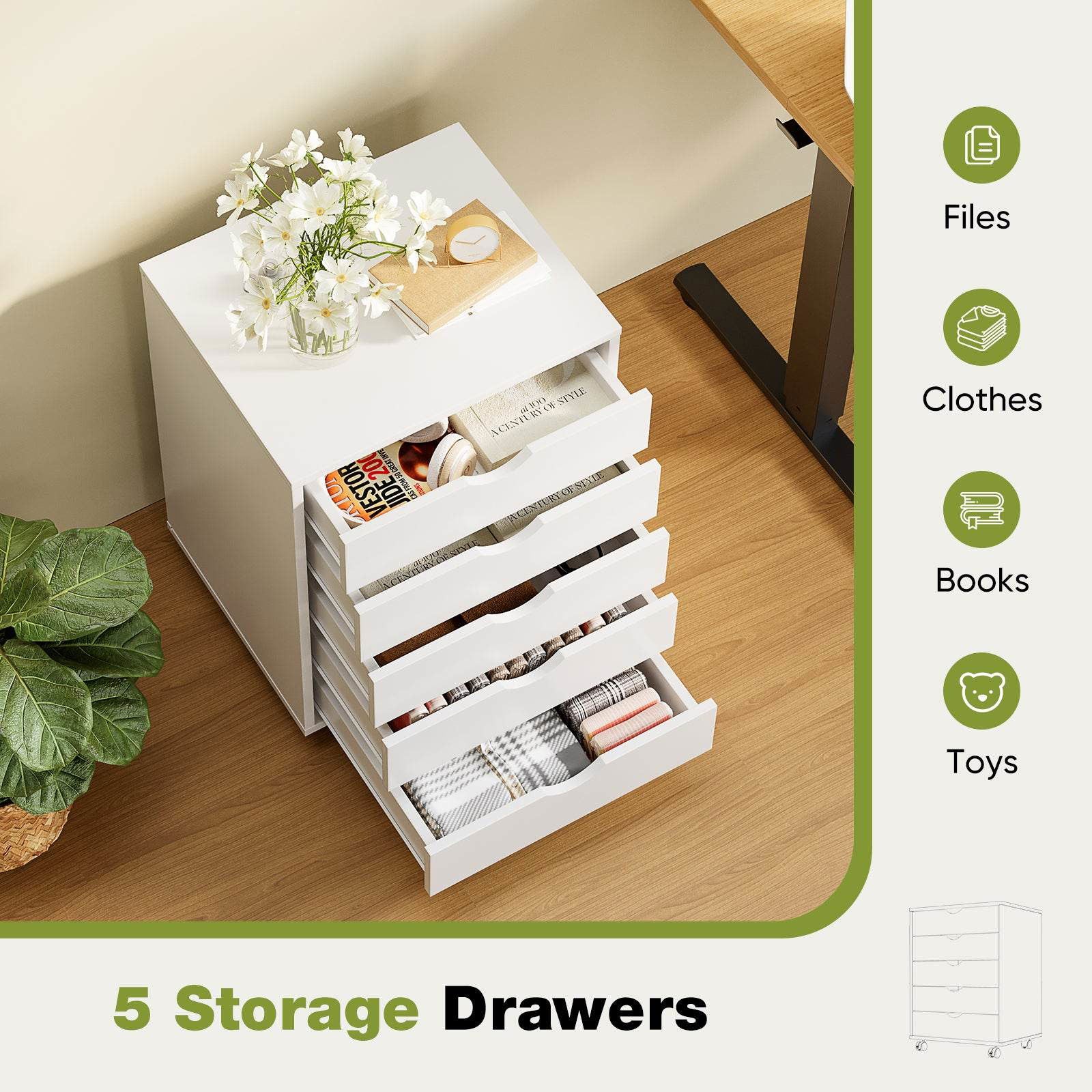 MyDepot White Panana 5/7 Drawer Chest 
5 Storage Drawers